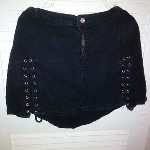Lace Up Plus Size Black Skirt